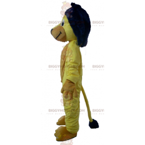 BIGGYMONKEY™ Μασκότ Κοστούμι Κίτρινο Λιοντάρι με Μπλε Χίτη -