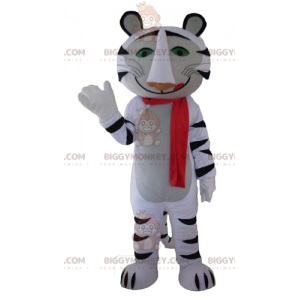 BIGGYMONKEY™ Maskottchen-Kostüm Weißer und schwarzer Tiger mit
