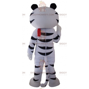 BIGGYMONKEY™ Maskottchen-Kostüm Weißer und schwarzer Tiger mit