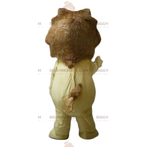 Costume de mascotte BIGGYMONKEY™ de lion jaune blanc et marron