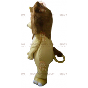 Costume de mascotte BIGGYMONKEY™ de lion jaune blanc et marron