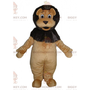 Traje de mascote gigante macio e fofo de leão marrom e preto