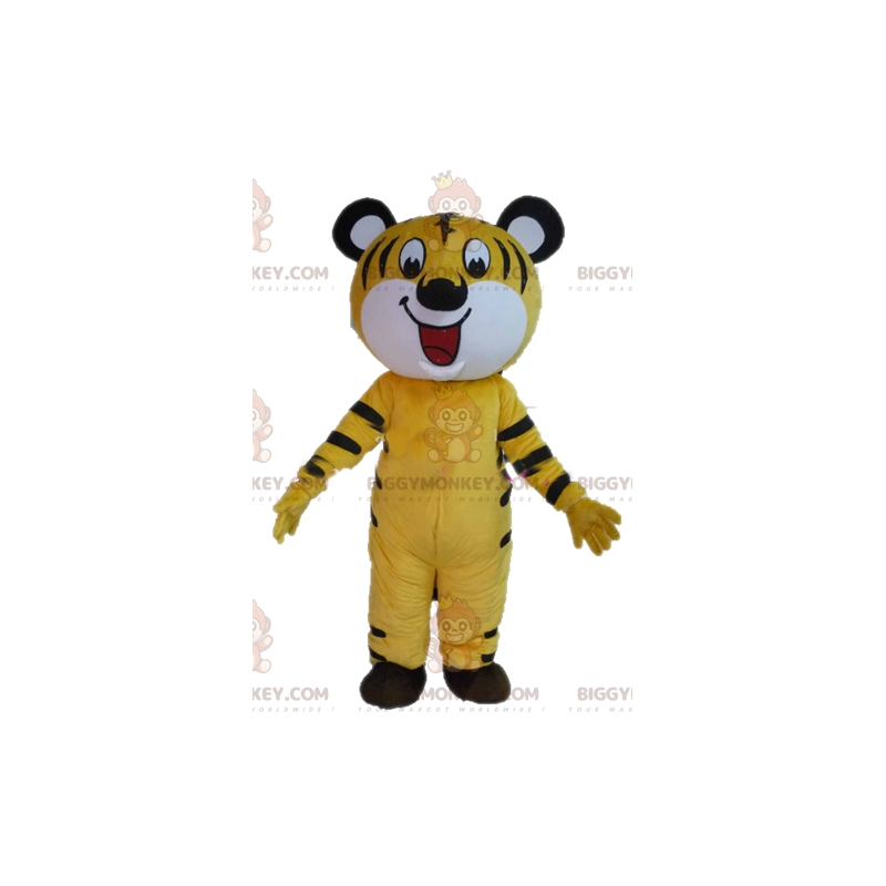 Disfraz de mascota BIGGYMONKEY™ de tigre amarillo, blanco y