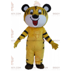 Costume de mascotte BIGGYMONKEY™ de tigre jaune blanc et noir