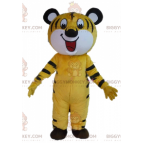 Disfraz de mascota BIGGYMONKEY™ de tigre amarillo, blanco y