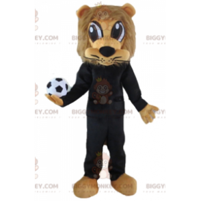 BIGGYMONKEY™ Mascottekostuum Bruine leeuw in zwart Sportkleding