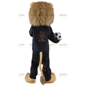 BIGGYMONKEY™ Mascottekostuum Bruine leeuw in zwart Sportkleding