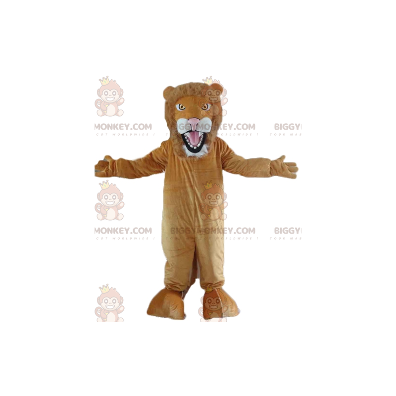 Costume de mascotte BIGGYMONKEY™ de lion marron et blanc