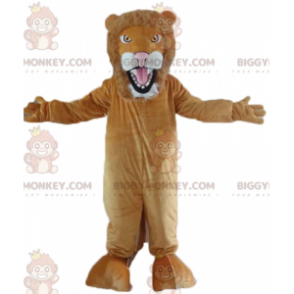 Costume de mascotte BIGGYMONKEY™ de lion marron et blanc