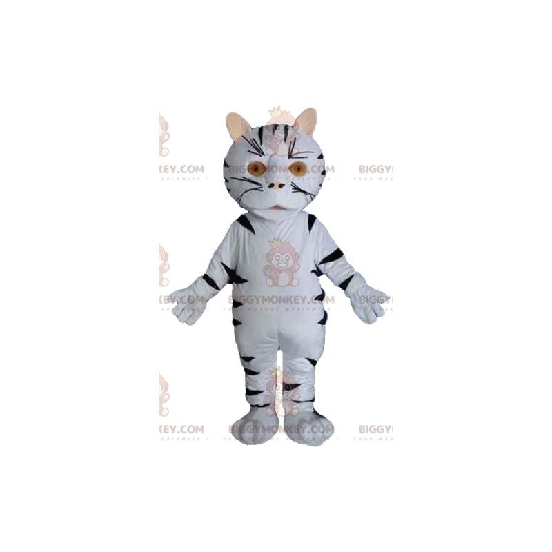 Giant White and Black Tiger Cat BIGGYMONKEY™ Mascot Costume -