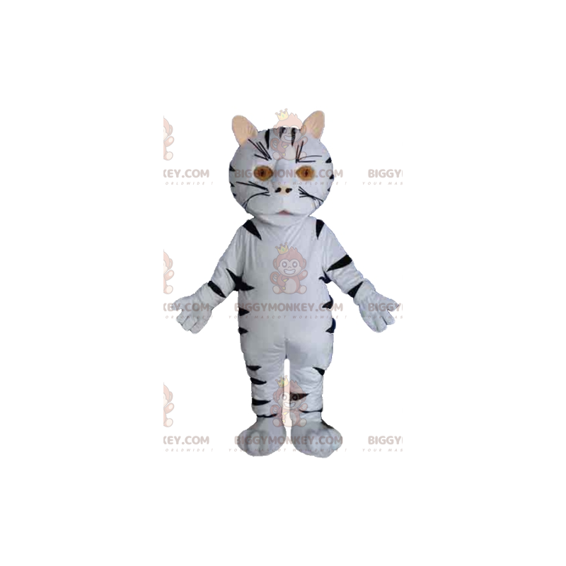 Kæmpe hvid og sort tigerkat BIGGYMONKEY™ maskotkostume -