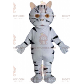 Kostým maskota obří bílé a černé tygří kočky BIGGYMONKEY™ –