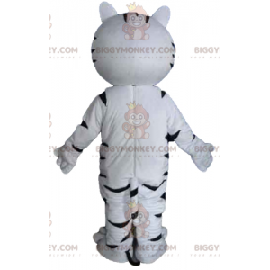 Traje de mascote gigante de gato tigre branco e preto