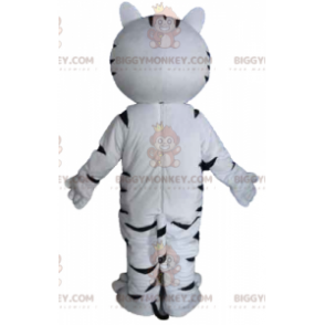 Disfraz de mascota de gato tigre blanco y negro gigante