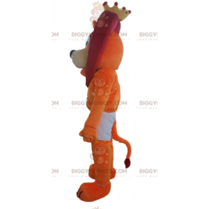 Costume de mascotte BIGGYMONKEY™ de lion orange et rouge en