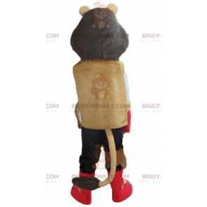 BIGGYMONKEY™ Μασκότ Κοστούμι Τρίχρωμο Λιοντάρι με στολή Biker