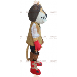 BIGGYMONKEY™ Mascot Costume Tricolor Lion In Biker Explorer