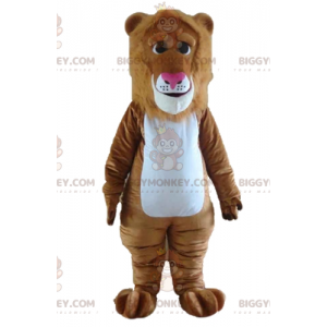 Costume de mascotte BIGGYMONKEY™ de lion marron et blanc avec