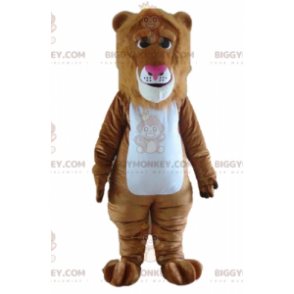 BIGGYMONKEY™ maskotkostume Brun og hvid løve med flot manke -