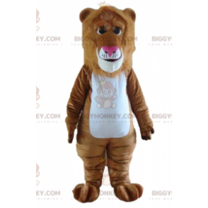 Traje de mascote BIGGYMONKEY™ Leão marrom e branco com bela