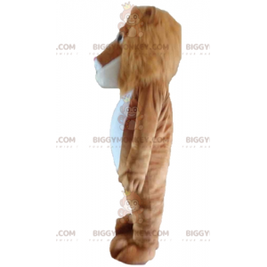 Costume de mascotte BIGGYMONKEY™ de lion marron et blanc avec