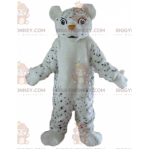 Black Spotted Furry White Tiger BIGGYMONKEY™ Mascot Costume -