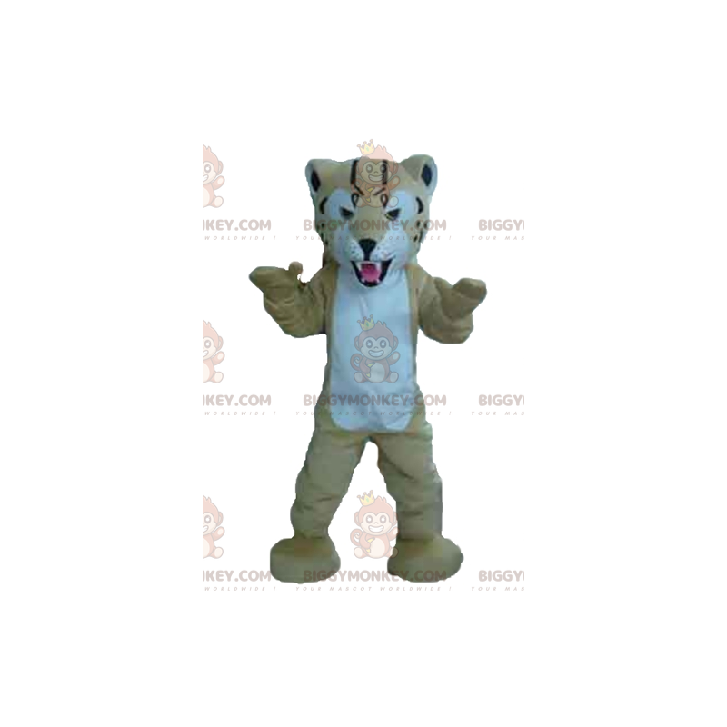 Costume da mascotte BIGGYMONKEY™ tigre bianca e beige