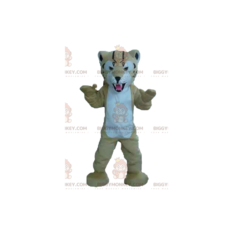 Disfraz de mascota BIGGYMONKEY™ de tigre blanco y beige de