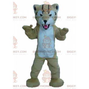 Costume de mascotte BIGGYMONKEY™ de tigre beige et blanc à