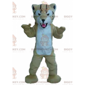 Fierce Looking Beige And White Tiger BIGGYMONKEY™ Mascot