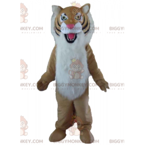 Behåret Brun Hvid Sort Tiger BIGGYMONKEY™ maskotkostume -