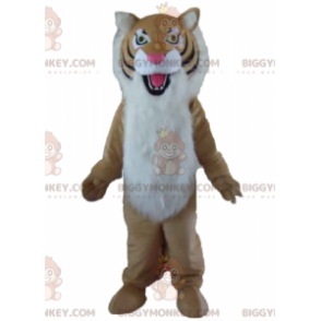 Hairy Brown White Black Tiger BIGGYMONKEY™ Mascot Costume -