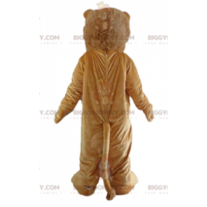 Traje de mascote BIGGYMONKEY™ de leão marrom e branco que ruge