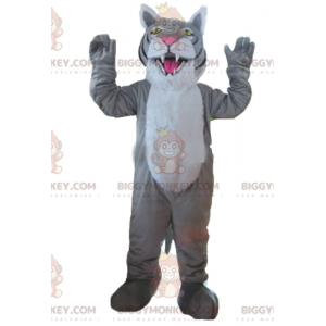 Giant Grey White and Black Tiger BIGGYMONKEY™ maskottiasu -