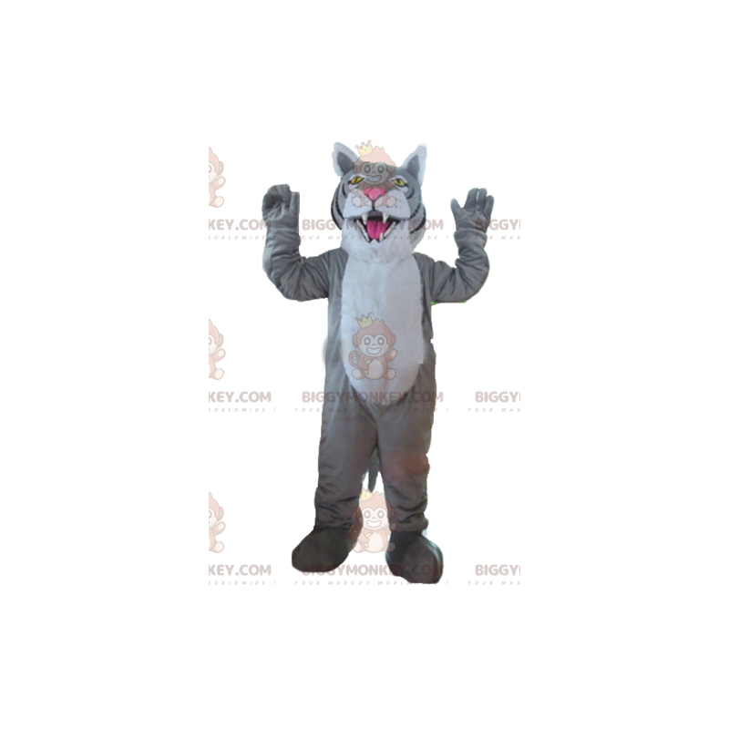 Giant Gray White and Black Tiger BIGGYMONKEY™ Mascot Costume -