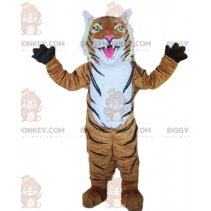 Brun hvid og sort tiger BIGGYMONKEY™ maskotkostume -