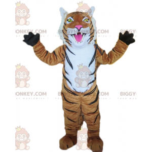 Brun vit och svart tiger BIGGYMONKEY™ maskotdräkt - BiggyMonkey