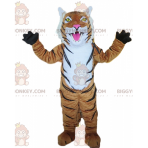 Brown White and Black Tiger BIGGYMONKEY™ Mascot Costume -