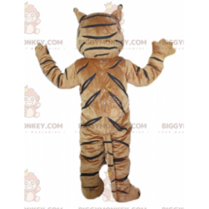 Brown White and Black Tiger BIGGYMONKEY™ Mascot Costume –