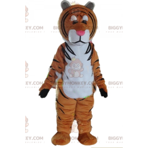 Disfraz de mascota BIGGYMONKEY™ de tigre marrón, blanco y negro