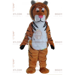 Traje de mascote marrom tigre branco e preto BIGGYMONKEY™ –