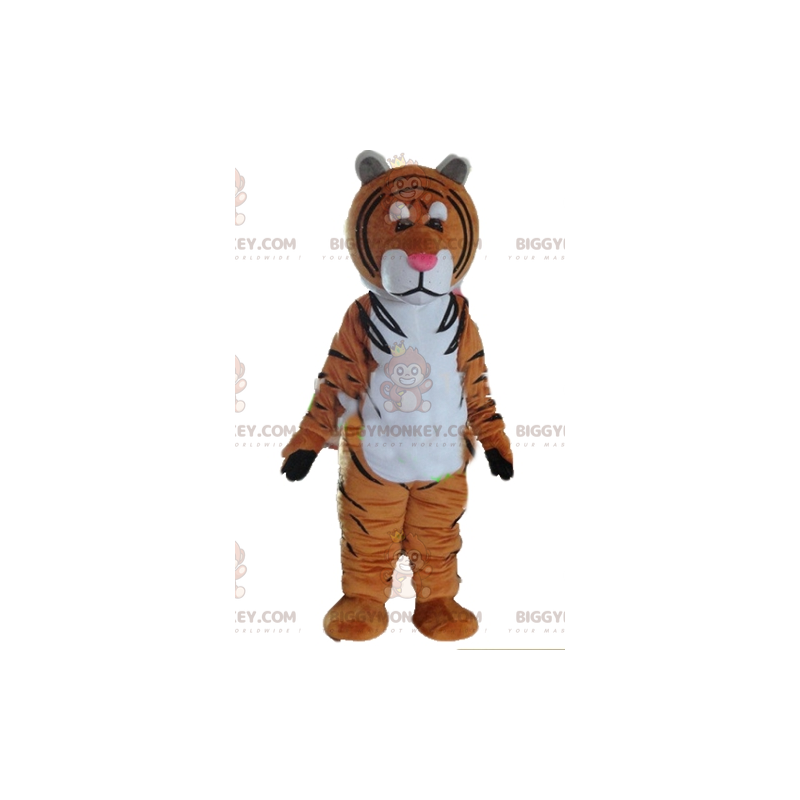 Brown White and Black Tiger BIGGYMONKEY™ Mascot Costume -