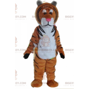 Disfraz de mascota BIGGYMONKEY™ de tigre marrón, blanco y negro