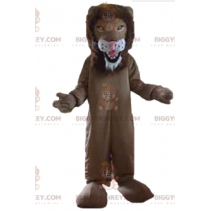 Costume de mascotte BIGGYMONKEY™ de lion marron et blanc géant