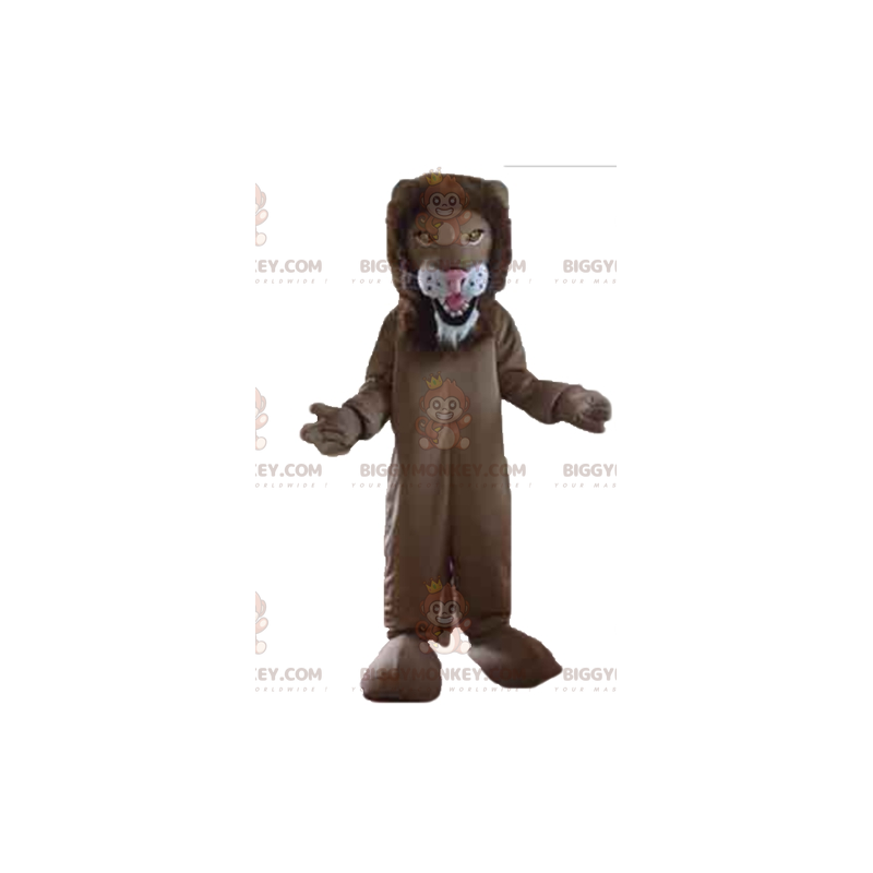 Costume de mascotte BIGGYMONKEY™ de lion marron et blanc géant