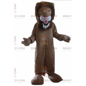 Costume de mascotte BIGGYMONKEY™ de lion marron et blanc géant
