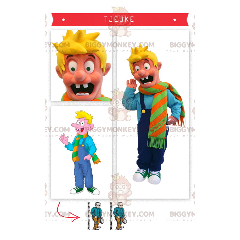 Traje de mascote BIGGYMONKEY™ Blond Boy Tjeuke Personagem