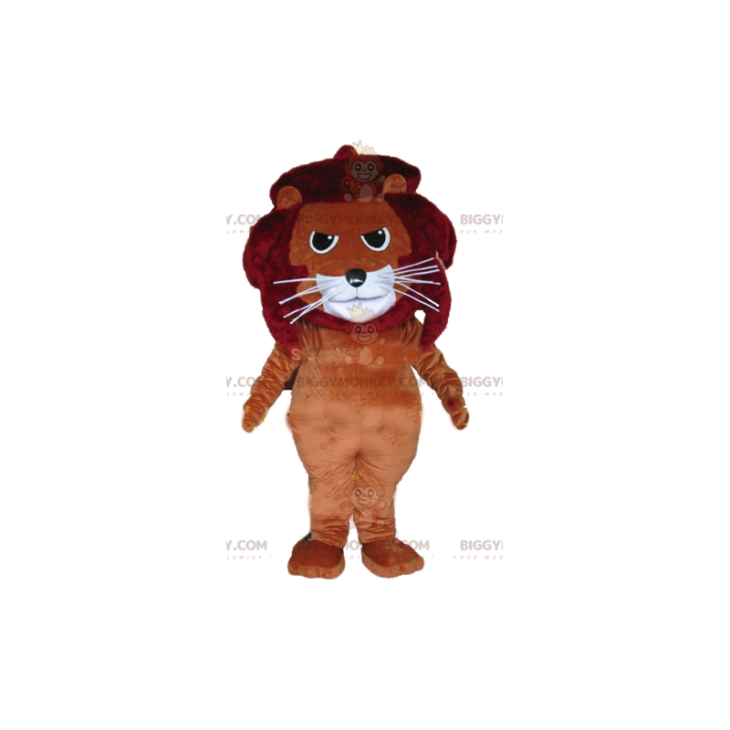 BIGGYMONKEY™ Braun-rot-weißes Katzenlöwen-Maskottchen-Kostüm -