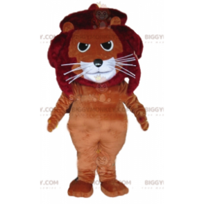 BIGGYMONKEY™ Costume mascotte leone felino marrone rosso e