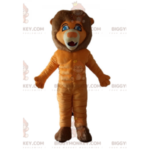 BIGGYMONKEY™ Orange och Brown Lion Blue Eyes Maskotdräkt -